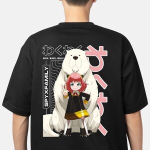Black Graphic Tee with Anime Design